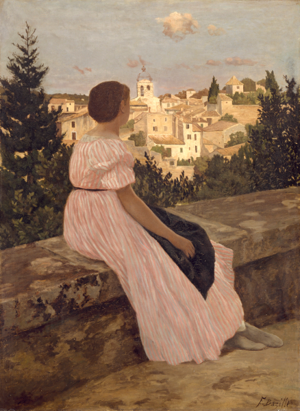 Frédéric Bazille. La jeunesse de l’impressionnisme :  Frédéric Bazille. La Robe rose. 1864, Huile sur toile, 147 x 110 cm. Musée d’Orsay